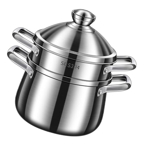 Olla de gran capacidad para cocer y hervir sopas o guisos con tapa de acero inoxidable 2