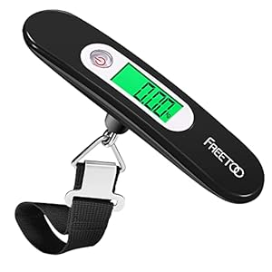 Freetoo Electronic Luggage Scales, Portable Digital Luggage Scales, Max 50 kg/110 lb (reads in lb/g/oz/kg) Electronic Scales, Tare Function, for Travel, Shopping, Post Office, Domestic and