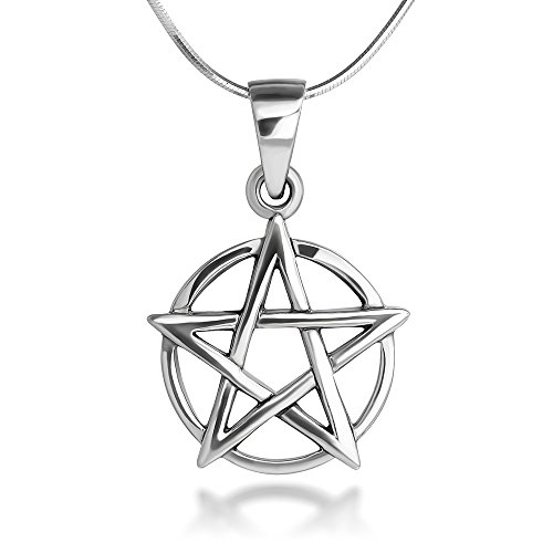 Sterling Silver 19 mm Pentagram Pentacle Star Amulet Protective Pendant Necklace 18'' Sterling Silver 19 mm Pentagram Pentacle Star Amulet Protective Pendant Necklace 18''