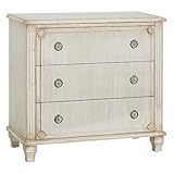 LOLAhome Cómoda Beige Shabby Chic de Madera de Abeto Tallada de 73x38x80 cm