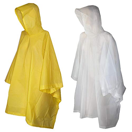totes Rain Poncho with Hood (Pack of 2), Clear/Yellow