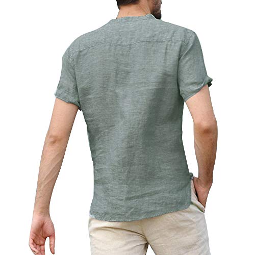 Chemises en lin solid shirts manches courtes style casual chic