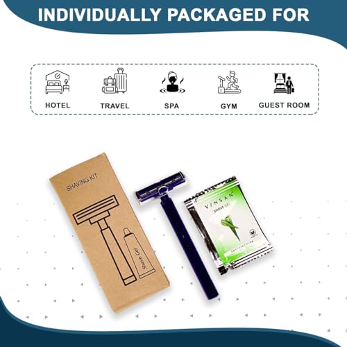 Image of (Pack Of 25) Hotel Shaving Kit | Razor & Shaving Gel kit | Hotel Toiletries Kit | Shaving Gel Pouch | Hospital Toiletrey | Desposible Shaving Set