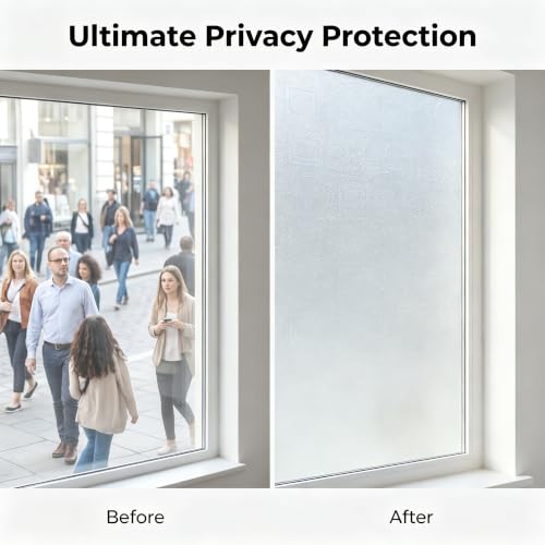 Image of SUNBABY Frosted Privacy Window Film, Light in, Static Cling, 35.4 inchx78.7 inch | Day & Night Privacy, Stops Dog Barking, Renter-Friendly No Glue, Removable & Reusable, UV Blocking, with 3 Tools for Bathroom