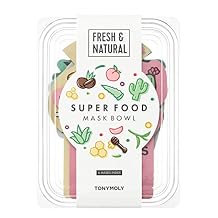 TONYMOLY Super Food Mask Bowl Korean Skincare Sheet Face Mask Set for Hydrating, Replenishing & Revitalizing Tired Skin Nourishing Facial Treatment with Superfood Ingredients, 0.74 oz