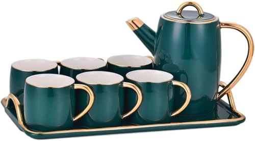 Service à thé noir et poignée en or avec ensemble de 8 tasses à café design