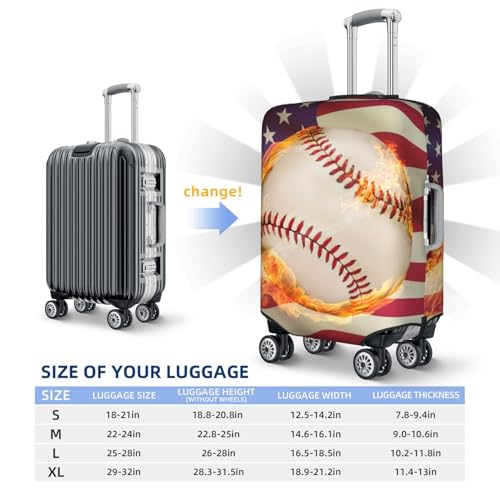 Baseball Ball With Flag Print Luggage Covers For Suitcase,Elastic Washable & Stretchable Suitcase Covers For Luggage, Anti-Scratch - Fits 18-32 Inch Luggage-No Luggage Included4