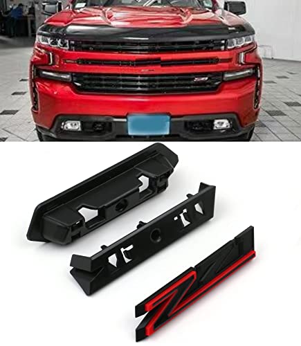 Image of 1 OEM Grille Z71 Front Emblem 3D Badge Compatible with 2019-2025 Silverado Tahoe Suburban RST 1500 HD 2500 HD 3500HD 84384428 (Black Red)