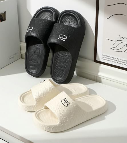 Cute Pillow Slippers for Women Men Soft Non-Slip Quick Dry House Cushioned Thick Sole Slide Sandals Bathroom Shower Shoes2