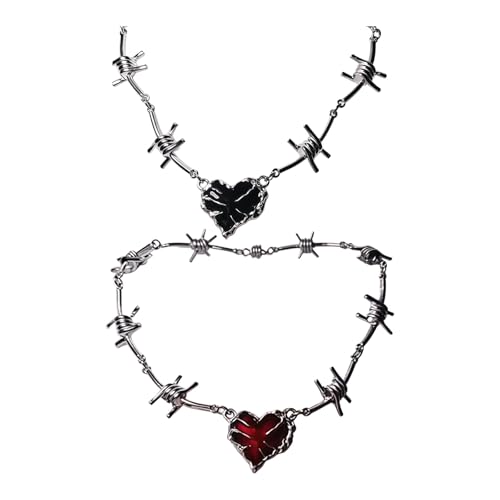 Collar de corazón gótico para lucir en Halloween y cenas temáticas de moda 6