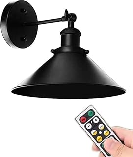 RXM 1 Sconce Black Industrial Led Wall light Battery Operated Wireless Wall Sconce with Remote,Cordless Wall Lamp Retro Wall Decor Art Picture Lighting for Bedroom Dresser Bathroom Loft Living Room