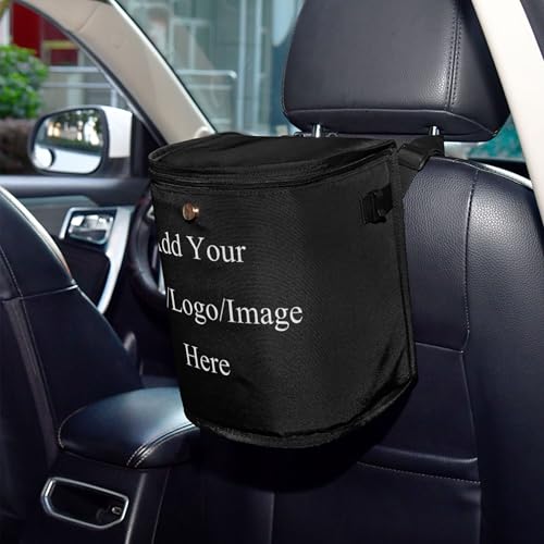 Image of Wudan Custom Black Trash Cans for Car with Lid Lid Leak Proof Hanging Trash Can for Women Car Accessories