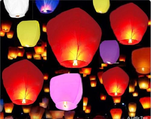 Image of Wanna Party Paper Sky Lantern Hot Air Balloon Flying Night Sky Light Lanterns Balloon Assorted Color-3 FT
