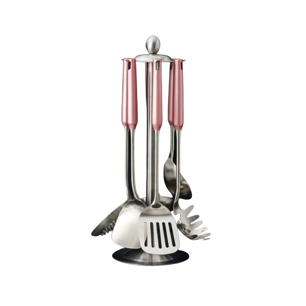 GTHTUHFD Stainless Steel Kitchen Utensil Set Cooking Utensil Set Stainless Steel 7 Pcs Kitchen Utensil Set With Rotating Rack Cooking Utensils Set Kitchen Tools Set Easy,Silver,Silver