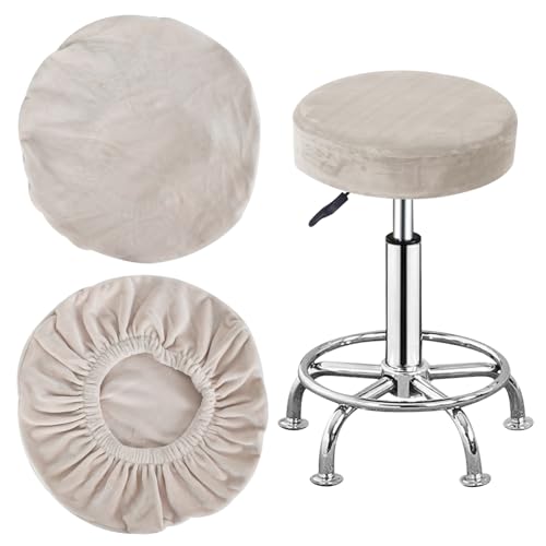 2 個 スツールカバー 椅子カバー丸椅子カバー 丸型 座面 弾性伸縮 診察椅子カバー カットチェアカバー 取り付け簡単 椅子カバー 座面のみ 丸椅子カバー 伸縮素材 スツール 回転椅子 エステスツール カットチェア ネイル サロン 美容室 施術 椅子 チェア 昇降式 高さ調節 敬老の日直径32-38 cm (ベージュ)