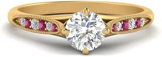 Choose Your Gemstone Compass Point Antique Ring Yellow Gold Plated Round Shape Vintage Engagement Rings Ornaments Surprise for Wife Symbol of Love Clarity Comfortable US Size 4 to 12