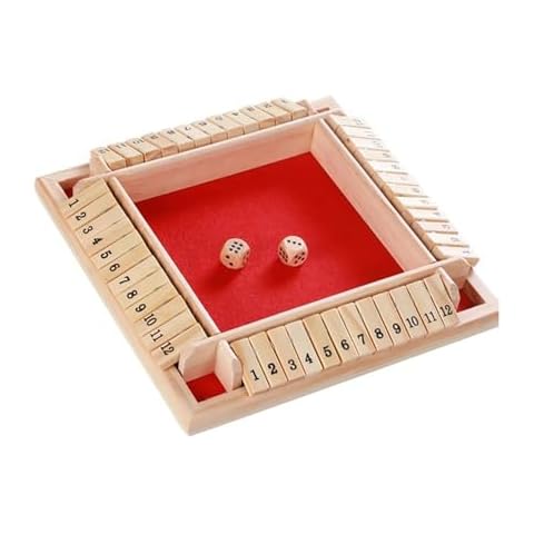 HNHPETUSA Dice Games Shut The Box Game，2PCS Red Classic 4 Sided Wooden Board Game Flip 12 Numbers Classic Tabletop Games Family Math Strategy Game for Christmas Party Classroom Home or Pub Bar Cover