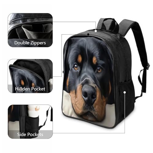 Sac à dos rottweiler 3D avec 2 compartiments pour école et voyage - 3