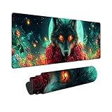 マウスパッド 月狼 大型 防水 ゲーミング マウスパッド 70 x 30 cm 拡張 キーボードパッド 滑り止めゴム底 滑り止め デスクマット おしゃれ キーボードパッド マウス対応 耐洗い表面 快適操作性 ゲーム 仕事 ホーム用 オフィス 女性へのプレゼント Z-905