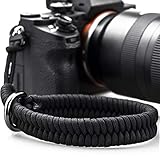 Camera Wrist Strap with Safer Connector for Nikon Canon Sony Panasonic Fujifilm Olympus DSLR Mirrorless, Adjustable Paracord Camera Wrist Lanyard , Quick Release Camera Hand Strap (Black)