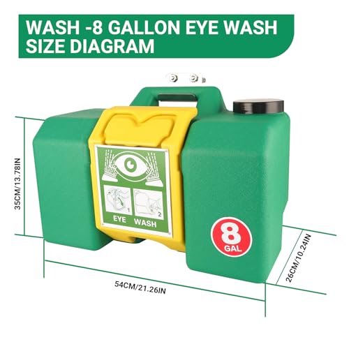 Image of Portable Eyewash Station - Eye Wash Station with Ansi Certified OSHA-Approved, Wall Mount Eye Washing Station with Dual Spray (8gallon)