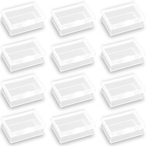 Image of 12 PCS Rectangular Clear Plastic Organizer Storage Box Containers (2.25 x 1.54 x 0.95 Inch), Clear Plastic Beads Storage Containers Box for Beads, Jewelry, Game Pieces and More