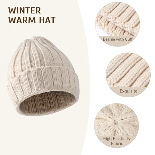 Winter Hat Beanie Long Scarf Touchscreen Gloves Set, 3Pcs Soft Thick Fleece Lined Gloves Skull Cap Scarf Set for Women Men3