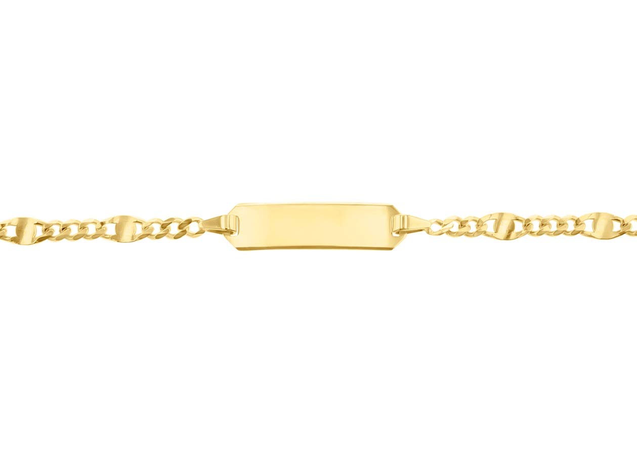 JC Schmuck 585 Gold Baby ID-Armband Kinder Goldarmband 14 cm mit Panzersteg I Armband mit Gravur I Gold Namensarmband I Babyarmband mit Namen I Kinderschmuck made in Germany I 5.53665
