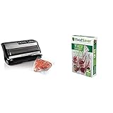 FoodSaver FM5200 2-in-1 Automatic Vacuum Sealer Machine with Express Bag Maker | Silver, 9.3 x 17.6 x 9.6 inches & 11' x 16' Vacuum Seal Roll | Make Custom-Sized BPA-Free Vacuum Sealer Bags | 3-Pack