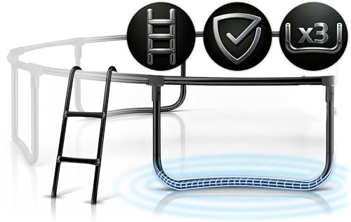 Neo-Sport Trampolina ogrodowa dla dzieci Siatka zabezpieczająca Drabinka wewnętrzna Z powłoką PVC Nośność do 100 kg Zielony Czarny 252 cm