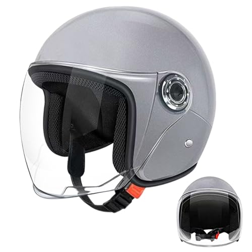 Casco De Moto para Adultos - Medio Cascos Motos Hombre - Vintage Cascos De Motocicleta - Cascoes Motos Abierto Retro con Visera Solar - Scooter Cascoes, Ciclomotor para Hombres Mujeres