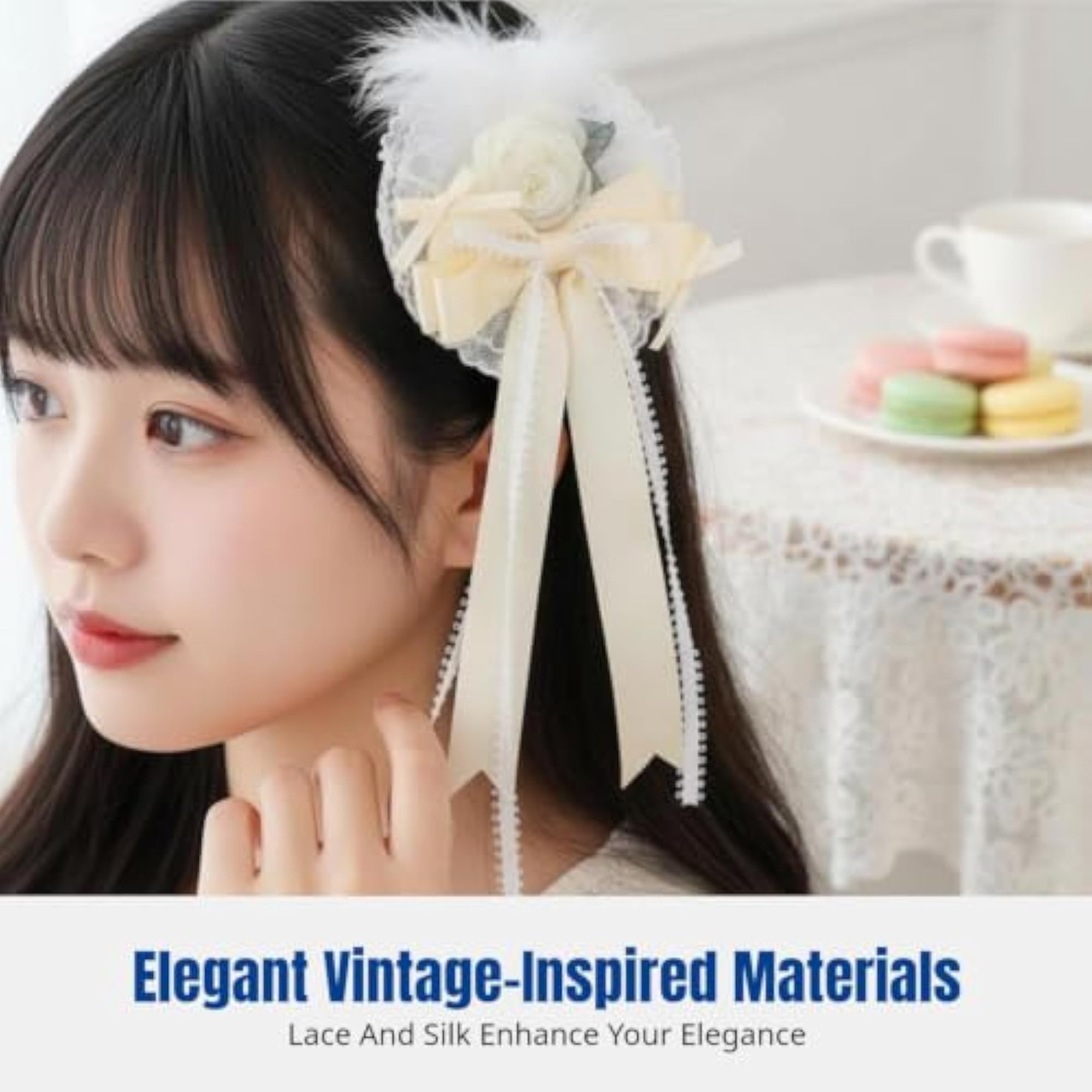 Sweet Victorian Headband with Feather Mini Hat