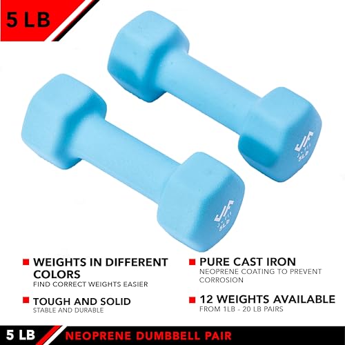 JFIT Neoprene Dumbbell Pairs, 5 LB by JFIT - Image 4