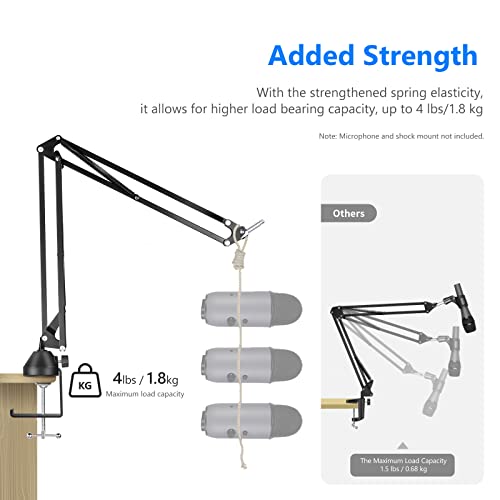 Neewer Microphone Arm Stand, Suspension Boom Arm Stand With Upgraded C-Clamp, Pop Filter, 3/8”–1/4” & 3/8”–5/8” Adapter, Mic Clip, Compatible With Blue Yeti Nano Snowball Ice, Ring Light, Dlsr Camera #TOP1