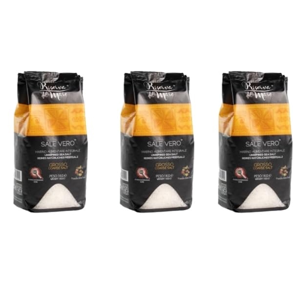 Grobes Meersalz aus Trapani 3 x 1kg – Unraffiniert, Natürlich, Handwerklich – Slow Food Presidio – Sizilianisches Salz ohne Zusatzstoffe