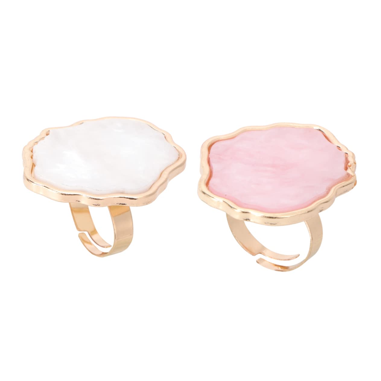 MERRYHAPY 2pcs Nail Art Ring Palette Marble Design Mixing Plate for Creative Nail Art Portable Shell Style for Home and Salon Use Includes White and Pink Colors
