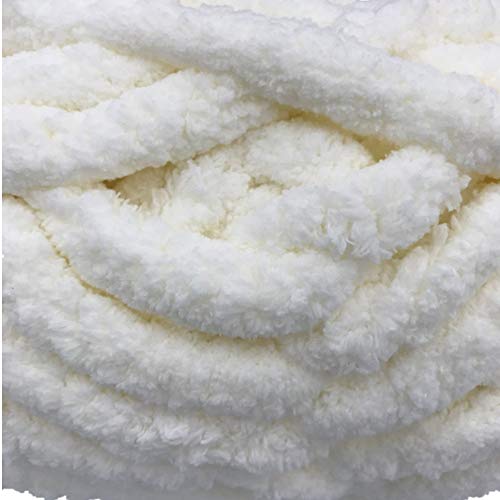 6 Pack Chunky Chenille Yarn For Blanket, White Super Soft Thick Fluffy Jumbo Giant Washable Polyester Big Yarn For Hand Knitting Extreme Diy Arm Knitting Blankets Throw Rugs Pillow 48Oz #TOP1