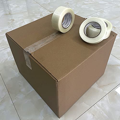Chuangseed 3Pack Mono Filament Strapping Tape 6.2Mil X 2Inch X 60Yds Commodity Grade Heavy Duty Transparent Reinforced Fiberglass Tape #TOP7