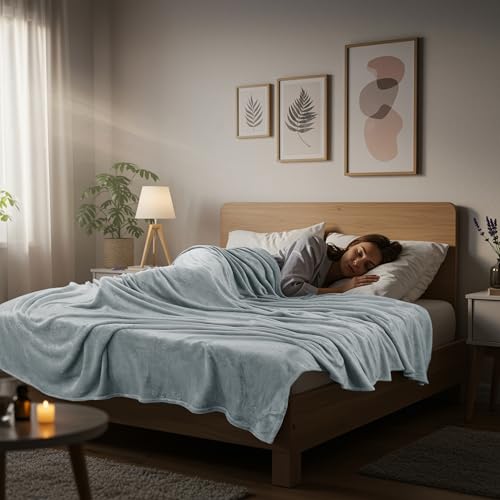 Utopia Bedding Fleece Blanket Queen Size Ash Grey (90x90 Inches) Ultra Soft Warm Lightweight Microfiber Breathable Anti-Static Cozy Bed Blanket, All-Season Home Decor Gift for Men & Women - Thumbnail 6