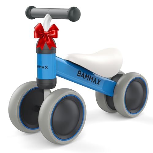 Image of BAMMAX Balance Bike for 1 Year Old, Riding Toys for 9-24 Months Boys Girls, No Pedal 4 Wheels Bicycle, First Birthday Gift, Toddler Bike to Help Start Riding