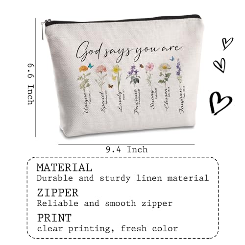 Inspirational Gifts for Women Cosmetic Bag God Says You Are Christian Gifts for Women Faith Travel Organizer Makeup Bag Encouraging Meaningful Birthday Christmas Gifts for Teenager Sister2