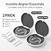 2 Pack Retainer Case, Magnetic Aligner Case Compatible with Invisalign, Portable Slim Orthodontic Storage Kit for Clear Aligners - White