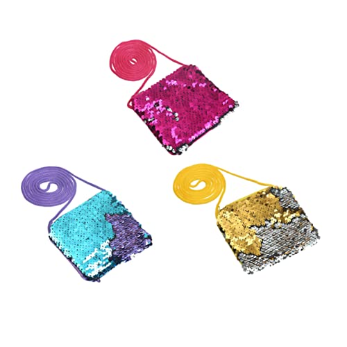 3Pcs Glitter Sequins Small Change Purse for Fashion Square Bag Wallet Cute Coin Pouch for Boys and Handbag