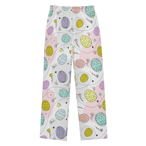 ZZXXB Egg and Flowers Boys Long Pants Soft Trousers Elastic Waist Kids Lounge Bottoms with Pockets S-XL