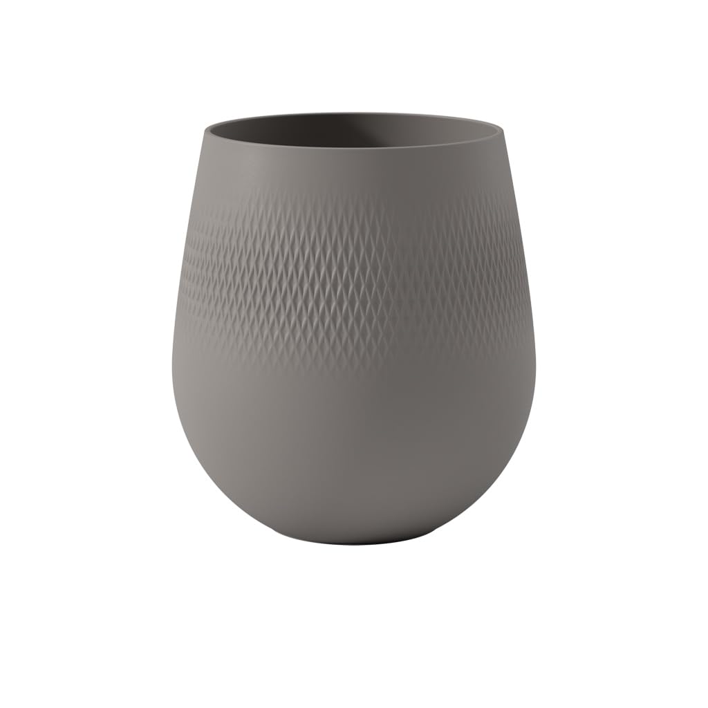 Villeroy & Boch - Manufacture Collier Taupe, Large vase Carré, 23 cm, Premium Porcelain, Taupe