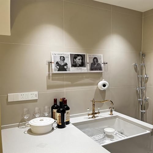 Revistero acrílico, soporte para folletos de montaje en pared, elegante almacenamiento de literatura para decoración de oficina y hogar, exhibición colgante para registros y libros