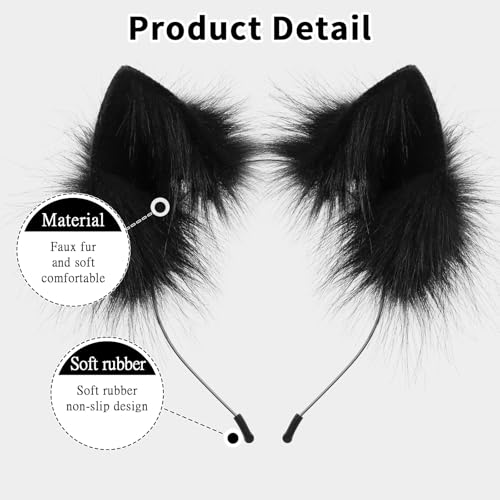 HAOAN Handmade Faux Fur Animal Cat Ears Headband Furry Fox Wolf Hairhoop Headwear Costume Accessory by HAOAN - Used condition - Image 4