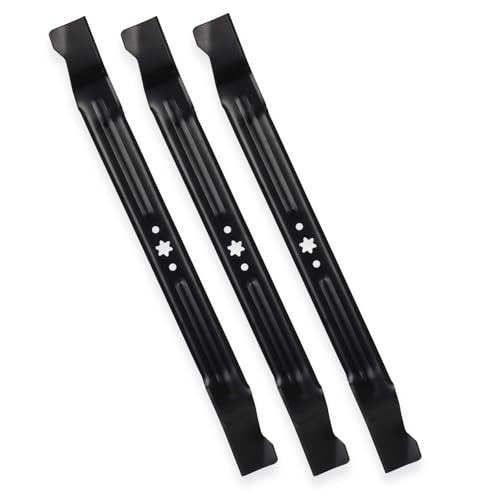 (3) 942-04385 30 inch 6-Star Blades for TB30 Troy Bilt TR30 TB30R Cub Cade CC30 CC30H Craftsman R1000 RER1000 R1500 30'' Deck Cut Hydro Mini Rider Rear-Engine Riding Mower 742-04385 Low Lift, Black