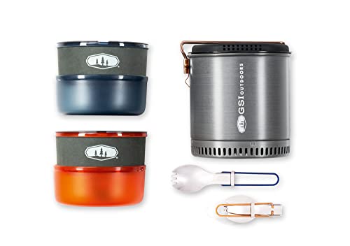 GSI Outdoors Halulite Dualist HS, 2-Person Ultralight Backpacking Cooking and Eating Set