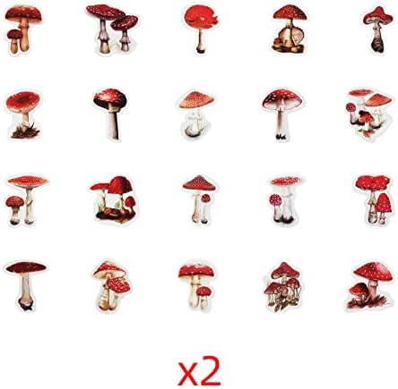 ZMLSED Vintage Red Mushroom Natural Stickers, 40Pcs Spring Autumn Decorative Retro Decals Adhesive Aesthetic Trendy for Scrapbook Laptop Album Envelopes DIY Craft Daily Planner Embellishment Bottle